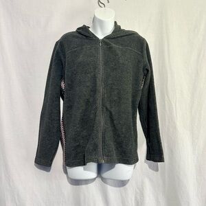 Columbia Women’s Full Zip Fleece Hoodie XL | Gray w/ Patterned Sides | Outdoor C